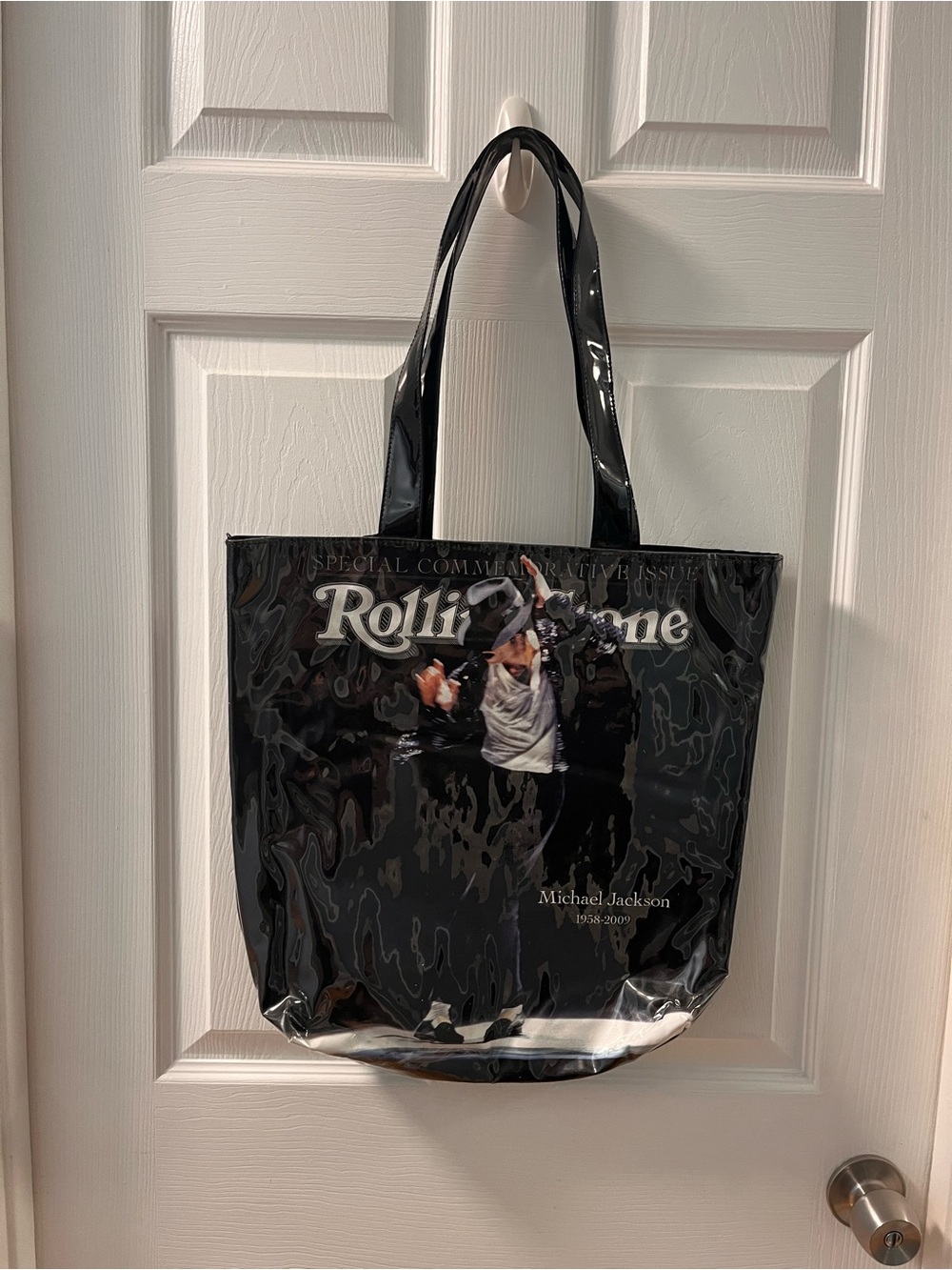 Rolling Stone Cover of Michael Jackson Black Glossy Graphic Tote Bag 👑